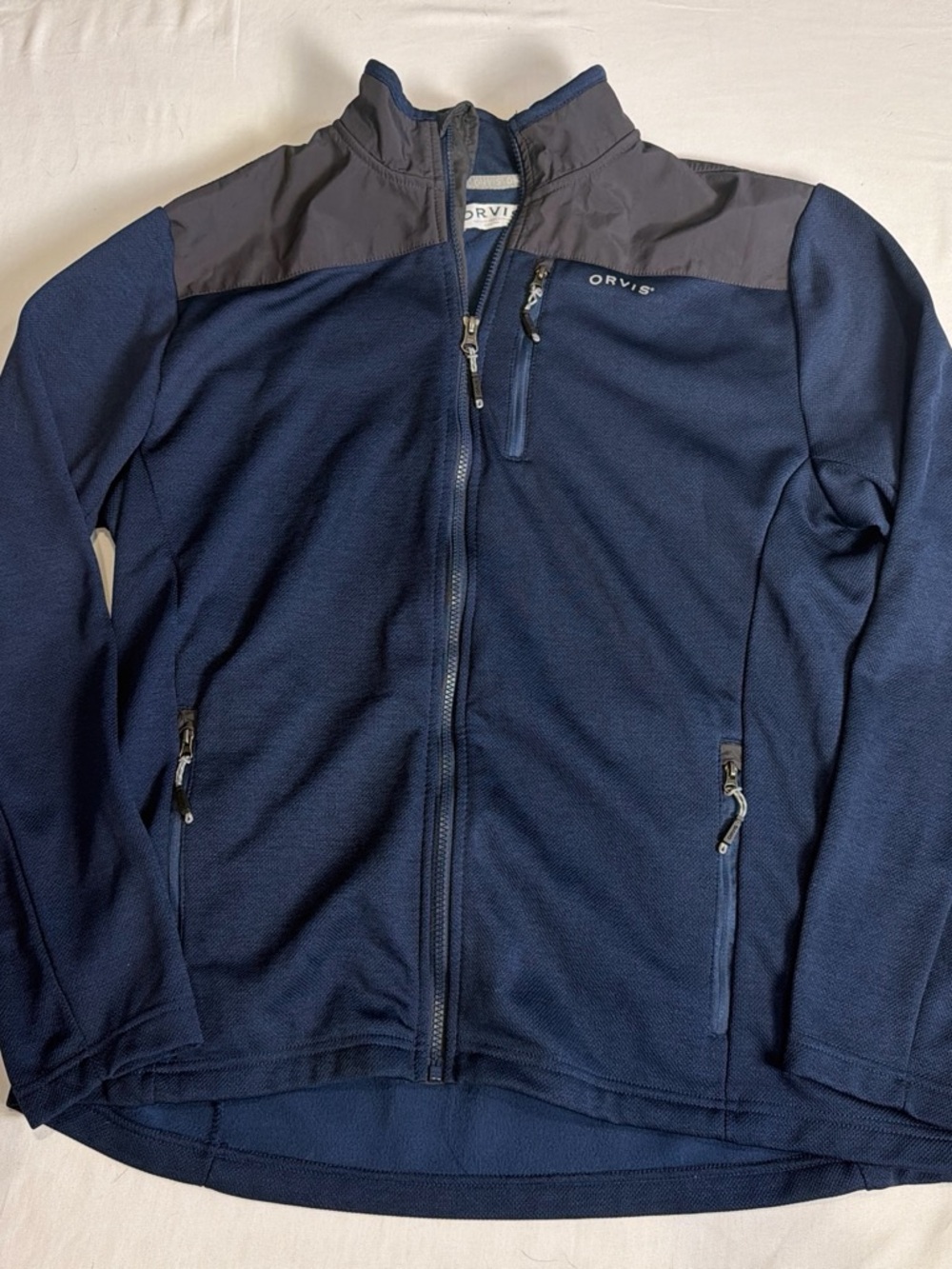 Orvis Navy and Charcoal Full-Zip Men's Fleece Jacket